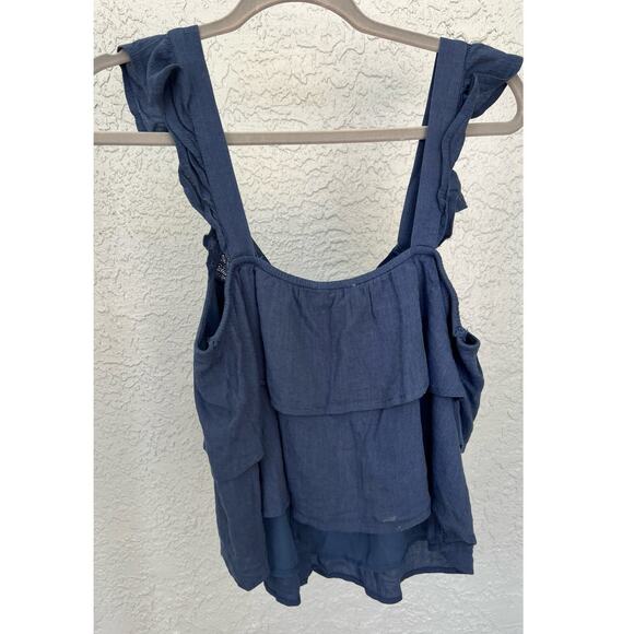 NWT American Eagle Ruffle Bohemian Top - Size Medium, Navy Blue - Picture 3 of 9